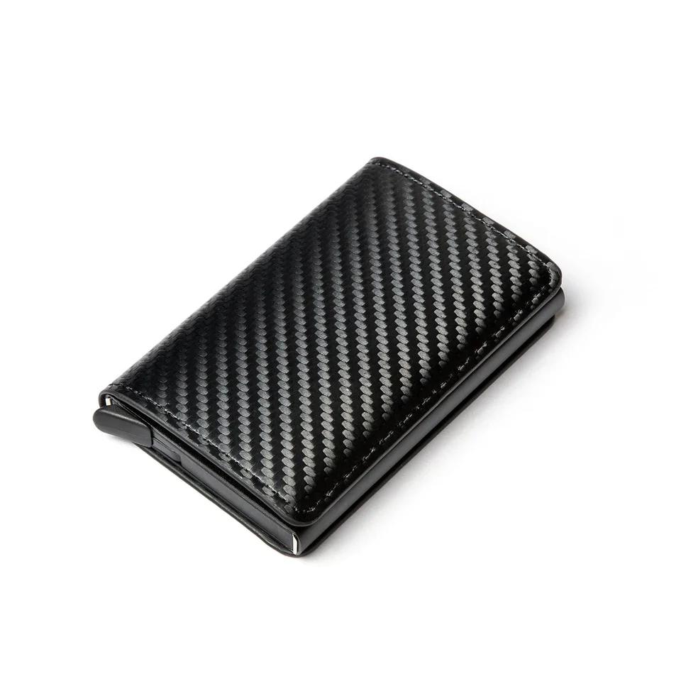 Tarjetero minimalista de fibra de carbono y aluminio Rfid